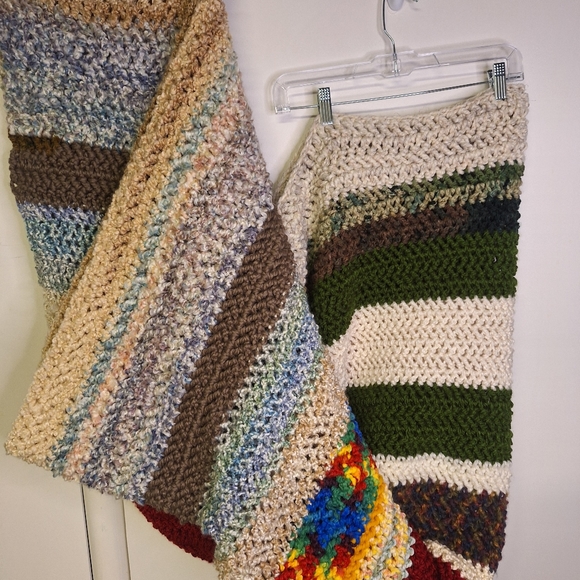 Crocheted Multi Colored Blanket or Throw 72" X 50" - Picture 5 of 5